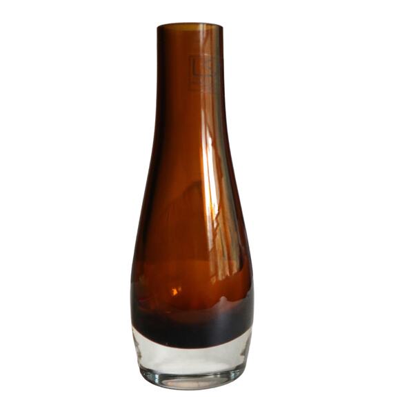LSA International Bud Vase Amber Brown Handcrafted Mouthblown Poland Small 6.5" - Picture 1 of 7